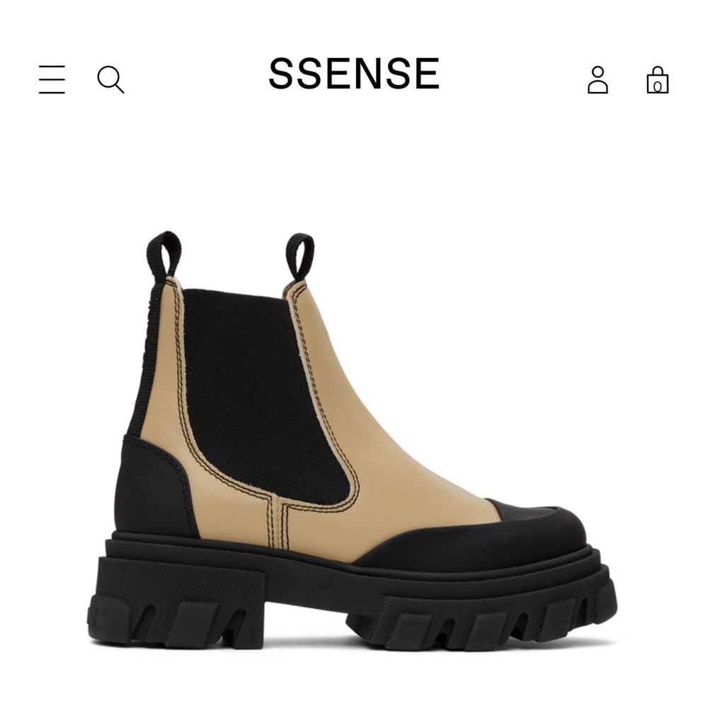 Ganni beige low cleated Chelsea boots EU 36 (us 5.5/6)
